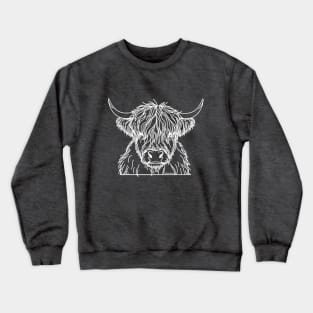 Highland Cow - White Sketch Crewneck Sweatshirt